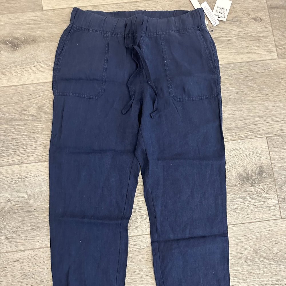 Caslon Linen Blend Cropped Cargo Pockets Jogger Pants Womens - Picture 5 of 7